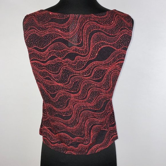 Xscape By Joanne Chen M Metallic Glitter Sparkle Patterned Tank Top Holiday - Picture 5 of 7